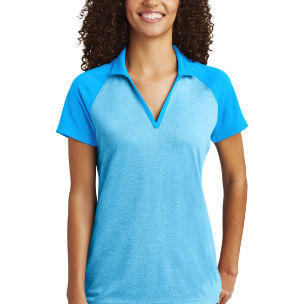 Ladies PosiCharge ® RacerMesh ® Raglan Heather Block Polo Thumbnail